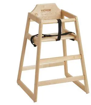VEVOR Wooden High Chair for Babies & Toddlers, Double Solid Wood Feeding Chair, Eat & Grow Portable High Chair, Easy to Clean Baby Booster Seat, Compact Toddler Chair, Natural