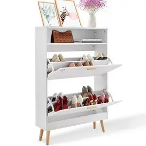 VEVOR Shoe Cabinet with 2 Flip Drawers, Shoe Storage Cabinet for Entryway, Free Standing Shoe Storage Organizer with Top Storage Cubby for Heels, Boots, Slippers in Hallway, Living Room