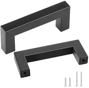 VEVOR 10 Pack Cabinet Pulls, 3in / 76mm Center to Center Slim Square Kitchen Cabinet Drawer, Stainless Steel Modern Kitchen Cupboard Door Handles for Kitchen Bathroom Bar Hardware Matte Black