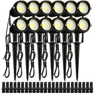 VEVOR Landscape Lighting, 6W Low Voltage LED Landscape Lights, IP66 Waterproof Landscape Spotlights Yard Lawn Garden Pathway Outdoor Lights 12V 24V 450LM Warm White 3000K (12 Pack with Connectors)