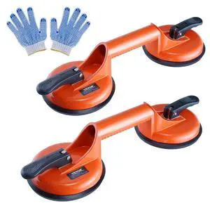 VEVOR Glass Suction Cup, 4.7" 2 Pack 330 lbs Load Capacity, Vacuum Suction Cup with Aluminum Handle, Heavy Duty Industrial Suction Cup Lifter Tool for Glass, Granite, Tile, Metal, Wood Panel Lifting