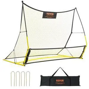 VEVOR Soccer Trainer, 2-IN-1 Portable Soccer Rebounder Net, 71"x40" Iron Soccer Practice Equipment, Sports Football Rebounder Wall with Portable Bag, Perfect for Team Solo Training, Passing, Volley