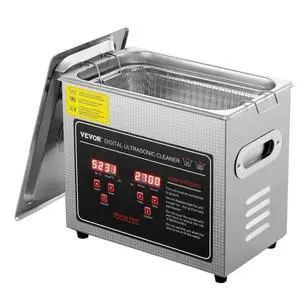 VEVOR Ultrasonic Cleaner with Digital Timer & Heater, Professional Ultra Sonic Jewelry Cleaner, Stainless Steel Heated Cleaning Machine for Glasses Watch Rings Small Parts Circuit Board (3L)