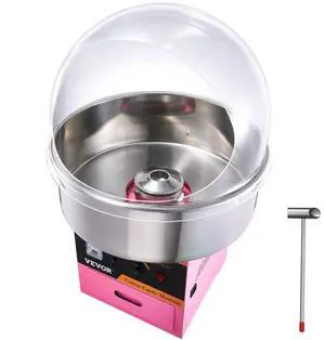VEVOR Electric Cotton Candy Machine, 1000W Candy Floss Maker, Commercial Cotton Candy Machine with Stainless Steel Bowl, Sugar Scoop, and Cover, Perfect for Home Kids Birthday, Family Party Pink