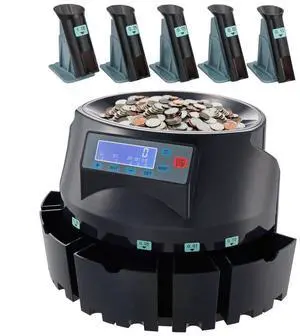 VEVOR USD Coin Sorter Coin Counter Wrapper and Roller 300 Coins/min LCD Display