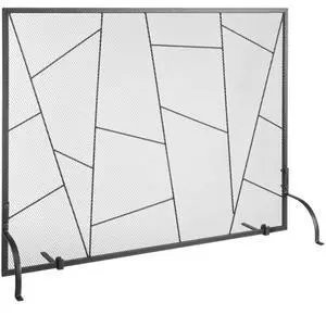 VEVOR Fireplace Screen Single Panel, Sturdy Iron Mesh Fireplace Screen, 35.6"(L) x28.4"(H) Spark Guard Cover, Simple Installation, Free Standing Fire Fence Grate for Living Room Home Decor Modern