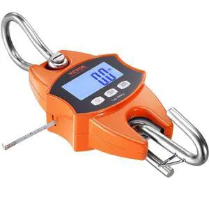 VEVOR Digital Crane Scale, 880 lbs/400 kg, Industrial Heavy Duty Hanging Scale with Cast Aluminum Case & LCD Screen, Handheld Mini Crane with Hooks for Farm, Hunting, Fishing, Outdoor, Garage (Orange)