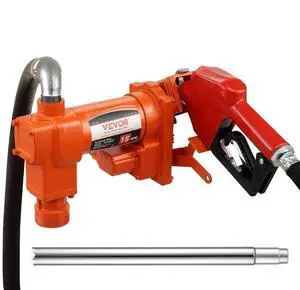 VEVOR Fuel Transfer Pump, 12V DC 16 GPM 1/4 HP, Gasoline Extractor Pump with Automatic Nozzle, Discharge Hose & Suction Pipe for Gasoline, Diesel, Kerosene, Ethanol & Methanol Blends, and Biodiesel