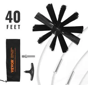 VEVOR 40 FEET Dryer Vent Cleaner Kit, 29 Pieces Duct Cleaning Brush, Reinforced Nylon Dryer Vent Brush, Dryer Cleaning Tools Lint Remover with Flexible Lint Trap Brush, Clamp Connectors