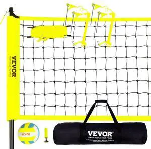 VEVOR Outdoor Portable Volleyball Net System, Adjustable Height Steel Poles, Professional Volleyball Set with PVC Volleyball, Pump, Carrying Bag, Heavy Duty Volleyball Net for Backyard, Beach, Lawn