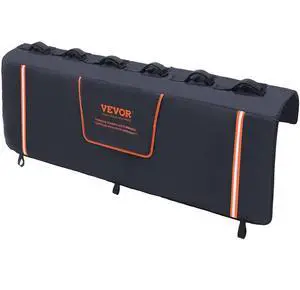 VEVOR Tailgate Bike Pad, 62" Truck Tailgate Pad Carry 6 Mountain Bikes, Upgraded Grooves Tailgate Protection Pad with Reflective Strips and Tool Pockets, with Camera Opening for Most Pickup Trucks