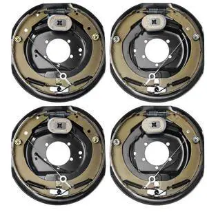 VEVOR Electric Trailer Brake Assembly, 12" x 2", 2 Pairs Self-Adjusting Electric Brakes Kit for 7000 lbs Axle, 5-Hole Mounting, Backing Plates for Braking System Part Replacement (2 Right + 2 Left)