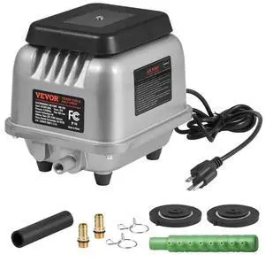 VEVOR Linear Air Pump, 90L/Min Air Flow Septic Aerator Pump, Aeration System for 1/4 Acre 10 FT Deep Ponds, Water Gardens, Waste Treatment, Septic Tanks, Aquariums, Seafood Restaurants, Fish Farms