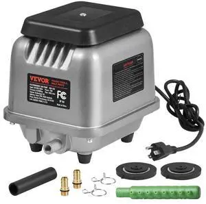 VEVOR Linear Air Pump, 109L/Min Air Flow Septic Aerator Pump, Aeration System for 1/2 Acre 10 FT Deep Ponds, Water Gardens, Waste Treatments, Septic Tanks, Aquariums, Seafood Restaurants, Fish Farms