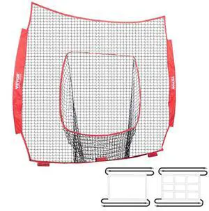 VEVOR  7x7 ft Baseball Softball Practice Net, Portable Baseball Training Net for Hitting Batting Catching Pitching, Backstop Baseball Equipment Training Aids with Strike Zone