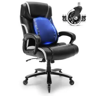 VEVOR Heavy Duty Executive Office Chair with Cutting-edge Adjustable Lumbar Support for Long Hours, Big and Tall 400lbs Office Chair, Wide Thick Padded Strong Metal Base Quiet Wheels