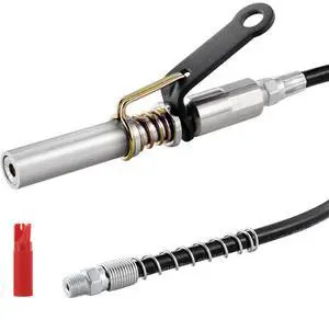 VEVOR Grease Gun Coupler, 10000 PSI High Pressure, 6-Jaw Locking, Quick Release Grease Gun Tip with Hose/Zerk Fittings Cleaner, Compatible with All Grease Guns 1/8" NPT Grease Fittings for Automobiles