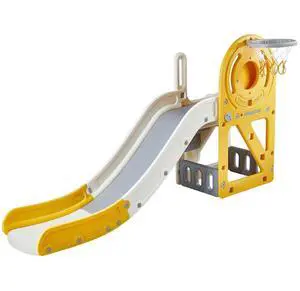 VEVOR Toddler Slide, Kid Slide for Toddlers Age 1-3 w/Climbable Ladders & Basketball Hoop & Storage Space, Indoor Outdoor Slide Playset for Kids Within 110lbs, Toddler Playground w/Raised Handrail