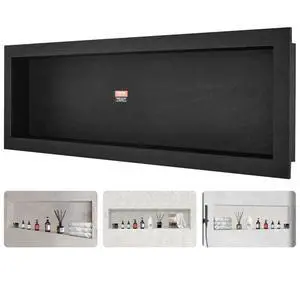 VEVOR Shower Niche Ready for Tile 16" x 50", Single Shelf Organizer, Square Corners Wall-inserted Niche Recessed, Sealed Protection Modern Soap Storage Niche for Shower Bathroom, Black