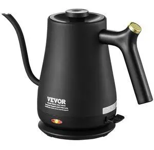 VEVOR 1L Electric Gooseneck Kettle, 1200W Fast Heating Gooseneck Pour Over Coffee Tea Kettle, 304 Food Grade Stainless Steel Hot Water Boiler Heater with Boil-Dry Protection, Auto Shut-off