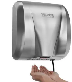 VEVOR Heavy Duty Commercial Hand Dryer, 1300W Automatic High Speed Stainless Steel Warm Wind Hand Blower, 120V Plug In/Hardwired Two Power Options, Compliant for Industry Business Restrooms