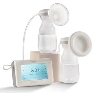 VEVOR Breast Pump, Single/Double Adjustable Electric Breast Pumps, 4 Modes & 9/15 Levels, Reciprocating Piston Pumps, 4000mAH Anti-Backflow Breastfeeding Pump with 300mmHg High Suction, 18/22mm Flange