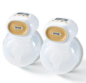 VEVOR Breast Pump, Wearable Electric Breast Pumps Hands Free, 4 Mode & 12 Levels, 300mmHg Strong Suction, Ultra-Quiet Rechargeable Portable Breastfeeding Pump with LED Display, 24mm Insert/28mm Flange
