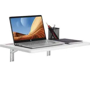 VEVOR Wall Mounted Folding Table, Wall Mount Drop Leaf Tables, Wooden Floating Desk for Dining, Laundry Room, Office, 23.6" x 15.6" Fold Down Desk with Carbon Steel Bracket