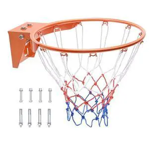 VEVOR Basketball Rim, Wall Door Mounted Basketball Hoop, Heavy Duty Q235 Basketball Flex Rim Goal Replacement with Net, Standard 18" Indoor and Outdoor Hanging Basketball Hoop for Kids Adults