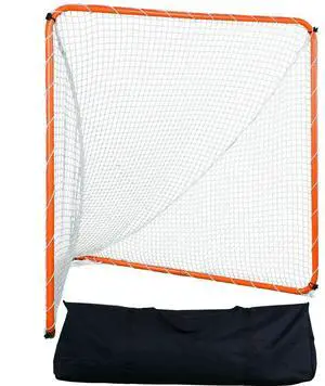 VEVOR Lacrosse Goal, 6' x 6' Lacrosse Net, Steel Frame Backyard Lacrosse Training Equipment, Portable Lacrosse Goal with Carry Bag, Quick & Easy Setup, Perfect for Youth Adult Training, Orange