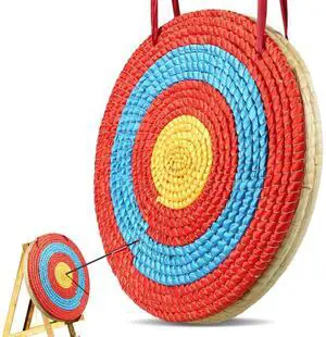 VEVOR Archery Target, 3 Layers 20" Arrow Target, Traditional Solid Straw Round Archery Target Shooting Bow, Hand-Made Arrows Target, Coloured Rope Target for Backyard Outdoor Hunting Shooting Practice