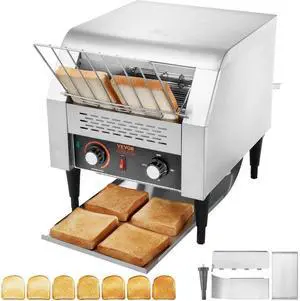 VEVOR Commercial Conveyor Toaster, 300 Slices/Hour Conveyor Belt Toaster, Heavy Duty Stainless Steel Commercial Toaster Oven, Electric  Restaurant Commercial Toaster for Toast Bun, Bagel, Bread