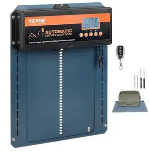 VEVOR Automatic Chicken Coop Door, Auto Chicken Door Opener with Timer & Light Sensor Aluminum Chicken Coops Door with Remote Control and LCD screen, 4 Modes Opening, Battery or DC Powered