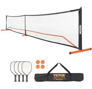 VEVOR Pickleball Net Set, 22FT Regulation Size Portable Pickleball System with Carrying Bag & Balls & Paddles, Weather Resistant Steady Metal Frame & Strong PE Net, for Outdoor Backyard Driveway