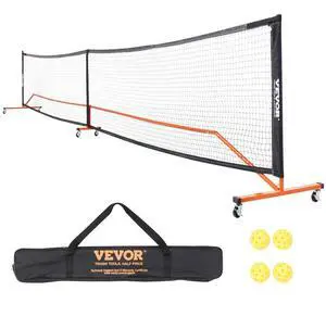 VEVOR Pickleball Net Set, 22FT Regulation Size Portable Pickleball System with Carrying Bag, Balls, and Wheels, Weather Resistant Steady Metal Frame & Strong PE Net, for Outdoor Backyard Driveway