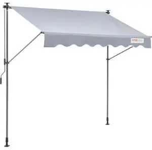VEVOR Manual Retractable Awning, 78" Outdoor Retractable Patio Awning Sunshade Shelter, Adjustable Patio Door Window Awning Canopy with 39" Sun Shade Curtain for Backyard, Garden, Balcony