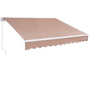 VEVOR Manual Retractable Awning, 12 x 10 ft Outdoor Patio Awning Retractable Sun Shade, Water-Resistant Polyester Patio Door Window Awning Sunshade Shelter with Crank Handle for Backyard, Balcony