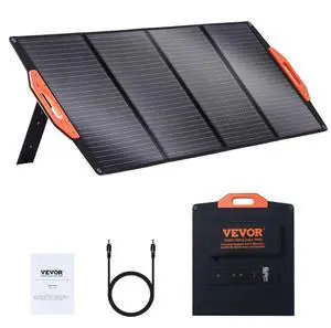 VEVOR Portable Monocrystalline Solar Panel, Monocrystallin120W Foldable e ETFE Solar Charger, 23% Efficiency Solar Panel with Type C, DC 18V, QC3.0 USB Port, IP67 Waterproof for Home, Off Grid, Hiking