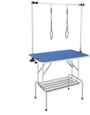 VEVOR Pet Grooming Table Two Arms with Clamp, 36''x24'' Dog Grooming Station, Foldable Pets Grooming Stand for Medium and Small Dogs, Free No Sit Haunch Holder with Grooming Loop, Bearing 330lbs