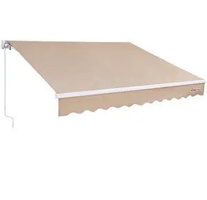 VEVOR Manual Retractable Awning, 10 x 8 ft Outdoor Patio Awning Retractable Sun Shade, Water-Resistant Polyester Patio Door Window Awning Sunshade Shelter with Crank Handle for Backyard, Balcony