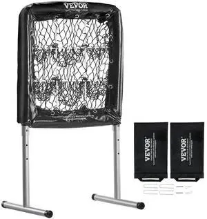 VEVOR 9 Hole Baseball Net, 28"x27" Softball Baseball Training Equipment for Hitting Pitching Practice, Heavy Duty Height Adjustable Trainer Aid with Strike Zone & 4 Ground Stakes, for Youth Adults
