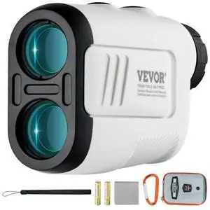 VEVOR Golf Rangefinder, 650 Yards Laser Golfing Hunting Range Finder, 6X Magnification Distance Measuring, Golfing Accessory with High-Precision Flag Lock, Slope Switch, Continuous Scan, and Batteries