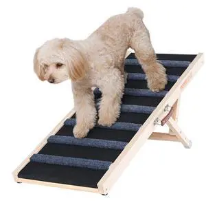 VEVOR Dog Ramp, Folding Pet Ramp for Bed, Adjustable Dog Ramp for Small, Large, Old Dogs & Cats, Wooden Pet Ramp with 39.3" Long Ramp, Adjustable from 15" to 22", Suitable for Couch, Sofa, Car