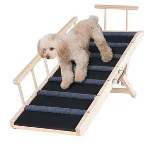 VEVOR Dog Ramp, Folding Pet Ramp for Bed, Adjustable Dog Ramp for Small, Large, Old Dogs & Cats, Wooden Pet Ramp with 47.2" Long Ramp, Adjustable from 13.8" to 27.6", Suitable for Couch, Sofa, Car