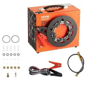 VEVOR PCP Air Compressor, 4500PSI/30Mpa Portable PCP Compressor with Built-in Power Converter, Auto-Stop | DC12V/AC120V | Oil & Water-Free Compressor Pump