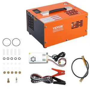 VEVOR PCP Air Compressor, 4500PSI/30Mpa Portable PCP Compressor with External Converter, DC12V, AC115V | Oil & Water-Free | Manual-Stop Compressor Pump
