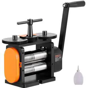 VEVOR  Rolling Mill, 2.24"/57 mm Jewelry Rolling Mill Machine, 1: 2 Gear Ratio, 3-in-1 Multi-function Rolling Mill, 0-5.5 mm Press Thickness for Metal Jewelry Making Sheet Square Wire Elliptical