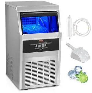 VEVOR Commercial Ice Maker, 90lbs/24H, Ice Maker Machine, 45 Ice Cubes in 12-15 Minutes, Freestanding Cabinet Ice Maker with 24lbs Storage Capacity LED Digital Display, for Bar Home Office Restaurant