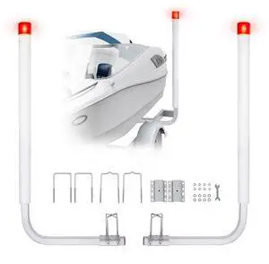 VEVOR Marine Trailer Guide Set, 62'' with LED Illumination, Pair of Steel Anti-Rust Guide Poles, Equipped with PVC Sleeves, Ideal for Ski, Fishing, or Sailboat Trailers 2024