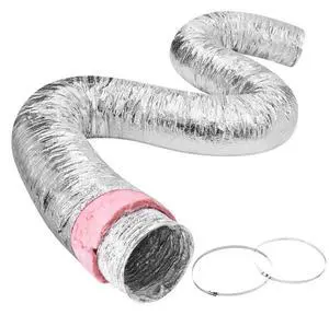 VEVOR Dryer Vent Hose, 10'' Insulated Flexible Duct 25FT Long with 2 Duct Clamps, Heavy-Duty Three Layer Protection for HVAC Heating Cooling Ventilation and Exhaust, R-6.0 Flame Resistance Value